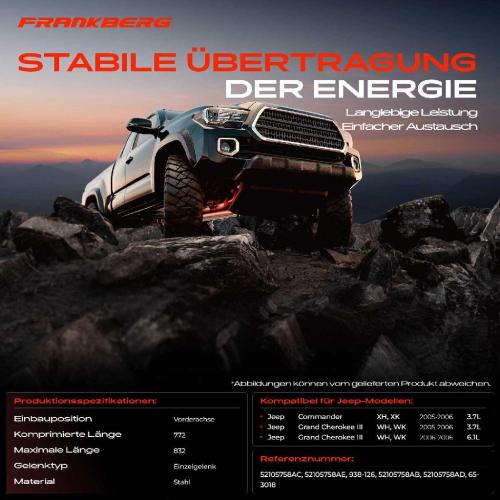 1x Kardanwelle Gelenkwelle Vorderachse für Jeep Commander Grand Cherokee III 3.7L 6.1L 2005-2006 Bild 1x Kardanwelle Gelenkwelle Vorderachse für Jeep Commander Grand Cherokee III 3.7L 6.1L 2005-2006