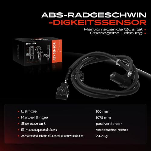 1x ABS Sensor Vorderachse rechts für Mitsubishi Lancer Cargo Kasten/Kombi VII Station Wagon 2003-2013 Bild 1x ABS Sensor Vorderachse rechts für Mitsubishi Lancer Cargo Kasten/Kombi VII Station Wagon 2003-2013