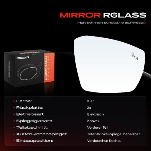 1x Spiegelglas Außenspiegel rechts für VW T-ROC Cabriolet AC7 AC8 A11 D11 Bj ab 2017 Bild 1x Spiegelglas Außenspiegel rechts für VW T-ROC Cabriolet AC7 AC8 A11 D11 Bj ab 2017