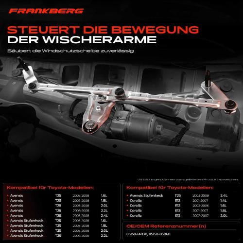 1x Wischergestänge Vorne für Toyota Corolla E12 Avensis T25 2001-2008 Bild 1x Wischergestänge Vorne für Toyota Corolla E12 Avensis T25 2001-2008