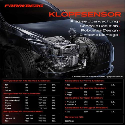 Frankberg 1x Klopfsensor Klopfgeber für Alfa Romeo 164 Citroën XM Fiat Punto Hyundai Lancia Opel Volvo Bild Frankberg 1x Klopfsensor Klopfgeber für Alfa Romeo 164 Citroën XM Fiat Punto Hyundai Lancia Opel Volvo
