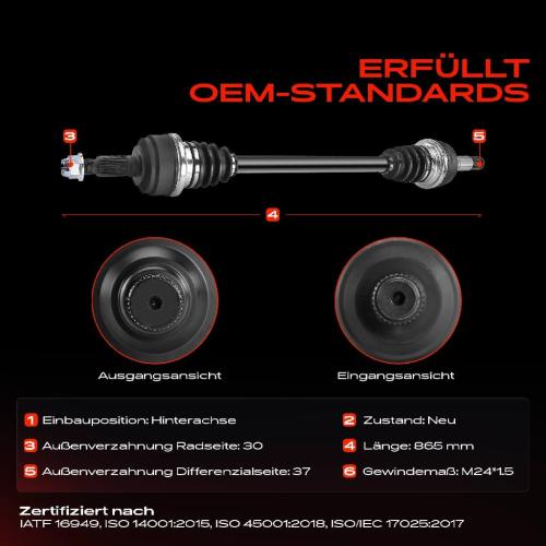 2x Antriebswelle Hinten für VW Touareg 7P5 7P6 Porsche 2010-2018 Bild 2x Antriebswelle Hinten für VW Touareg 7P5 7P6 Porsche 2010-2018