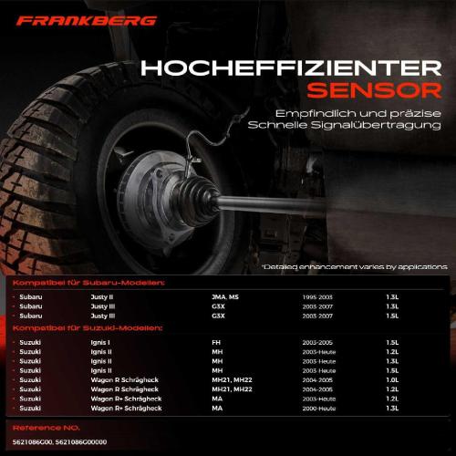 Frankberg 1x ABS Sensor Vorderachse rechts für Subaru Justy II III Suzuki Ignis I Wagon R Schrägheck R Bild Frankberg 1x ABS Sensor Vorderachse rechts für Subaru Justy II III Suzuki Ignis I Wagon R Schrägheck R