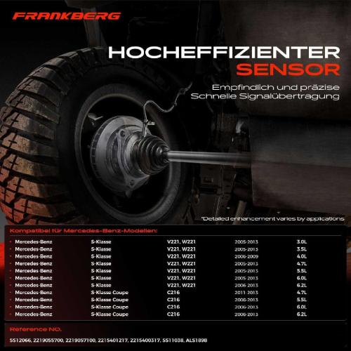 1x ABS Sensor Vorderachse beidseitig für Mercedes-Benz S-Klasse V221 W221 S-Klasse Coupe C216 2005-2013 Bild 1x ABS Sensor Vorderachse beidseitig für Mercedes-Benz S-Klasse V221 W221 S-Klasse Coupe C216 2005-2013