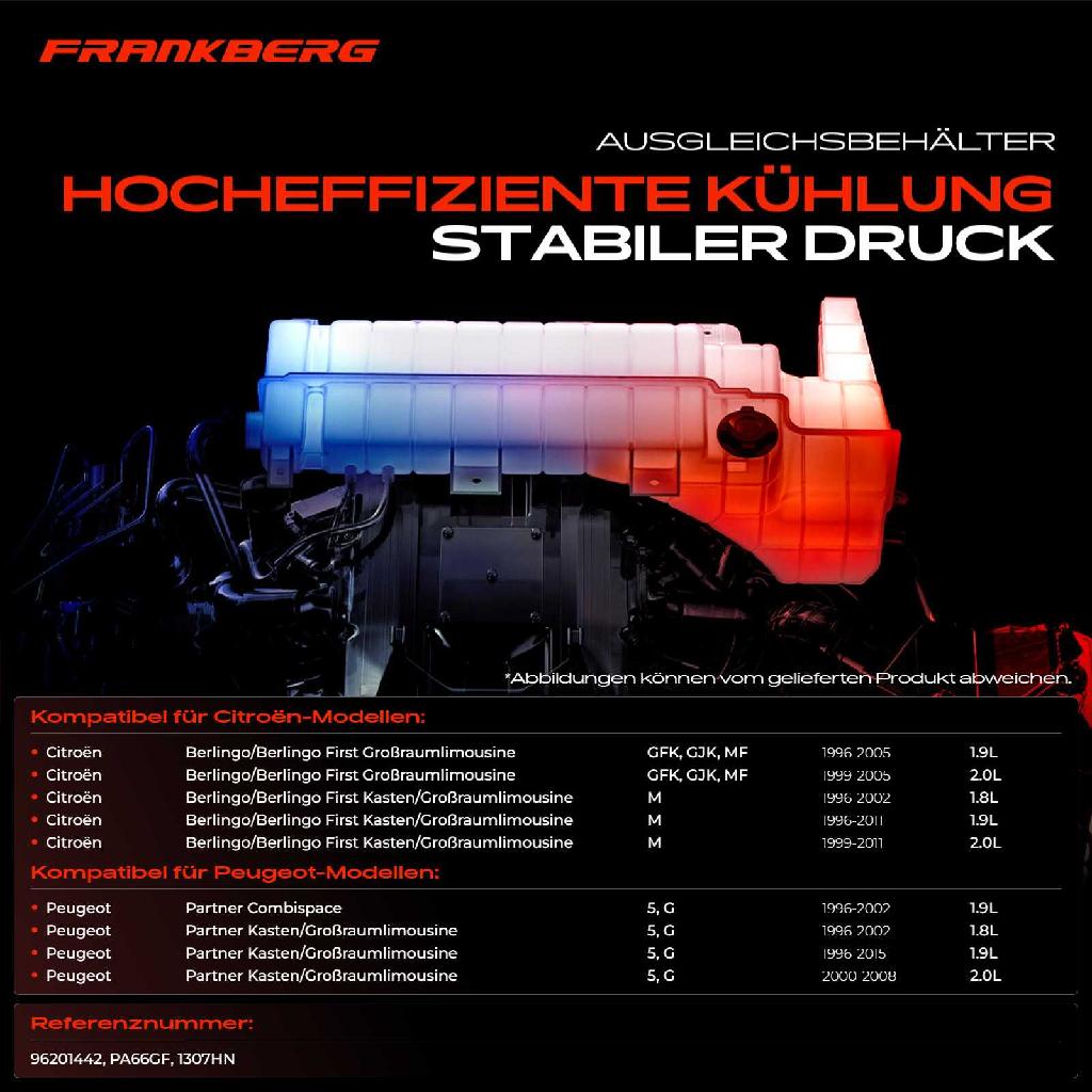 1x Ausgleichsbehälter Kühlmittelbehälter für Citroën Berlingo/Berlingo First Peugeot Partner 1.8L-2.0L