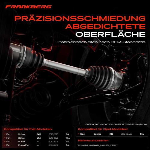 Frankberg 1x Antriebswelle Gelenksatz Vorderachse Rechts für Fiat Doblo 263 Punto Combo X12 Bj ab 2010 Bild Frankberg 1x Antriebswelle Gelenksatz Vorderachse Rechts für Fiat Doblo 263 Punto Combo X12 Bj ab 2010