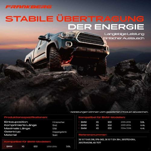 Frankberg 1x Kardanwelle Gelenkwelle Hinterachse für BMW X5 E53 3.0L 4.4L 2003-2006 Bild Frankberg 1x Kardanwelle Gelenkwelle Hinterachse für BMW X5 E53 3.0L 4.4L 2003-2006