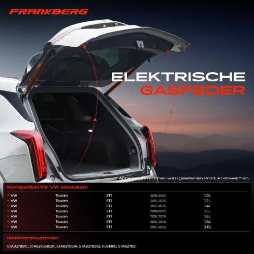 1x Gasfeder Elektrisch Heckklappe Hinten Links oder Rechts für VW Touran 5T1 1.0L-2.0L Bj ab 2015 Bild 1x Gasfeder Elektrisch Heckklappe Hinten Links oder Rechts für VW Touran 5T1 1.0L-2.0L Bj ab 2015