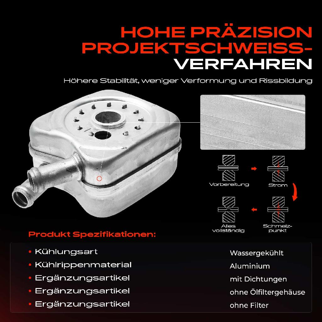 1x Ölkühler Motoröl für VW Golf IV Bora Audi 80 A3 A4 8D B5 A6 4A C4 4B C5 A8 4D TT