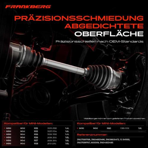 Frankberg 1x Antriebswelle Gelenksatz Vorderachse f r MINI Mini R55 R56 R57 R58 Clubman Cooper One Bild Frankberg 1x Antriebswelle Gelenksatz Vorderachse f r MINI Mini R55 R56 R57 R58 Clubman Cooper One