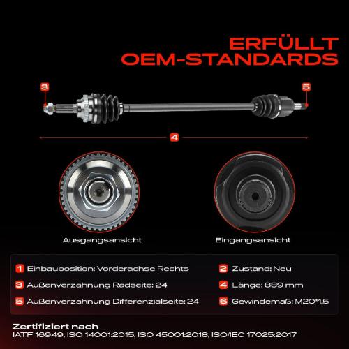 Frankberg 1x Antriebswelle Vorderachse Rechts für KIA Rio Schrägheck DC 1.3L 1.5L 2000-2005 Bild Frankberg 1x Antriebswelle Vorderachse Rechts für KIA Rio Schrägheck DC 1.3L 1.5L 2000-2005