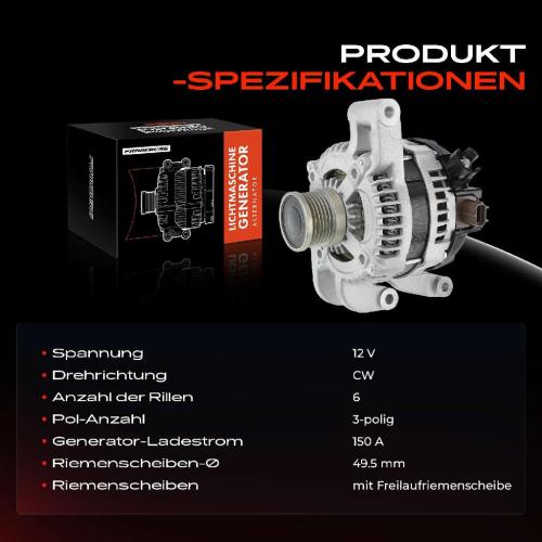 Frankberg 1x Lichtmaschine Generator für Ford C-Max Focus II DA HCP Volvo C30 S40 II V50 Bild Frankberg 1x Lichtmaschine Generator für Ford C-Max Focus II DA HCP Volvo C30 S40 II V50