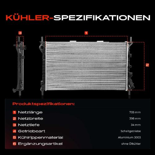 Frankberg 1x Kühler Wasserkühler Motorkühler für Ford Tourneo Transit 1.8L 2002-2013 Bild Frankberg 1x Kühler Wasserkühler Motorkühler für Ford Tourneo Transit 1.8L 2002-2013