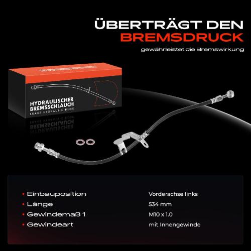 1x Bremsschlauch Bremsschläuche Vorderachse Links für KIA Sorento II XM CRDi CVVT 4WD Bild 1x Bremsschlauch Bremsschläuche Vorderachse Links für KIA Sorento II XM CRDi CVVT 4WD