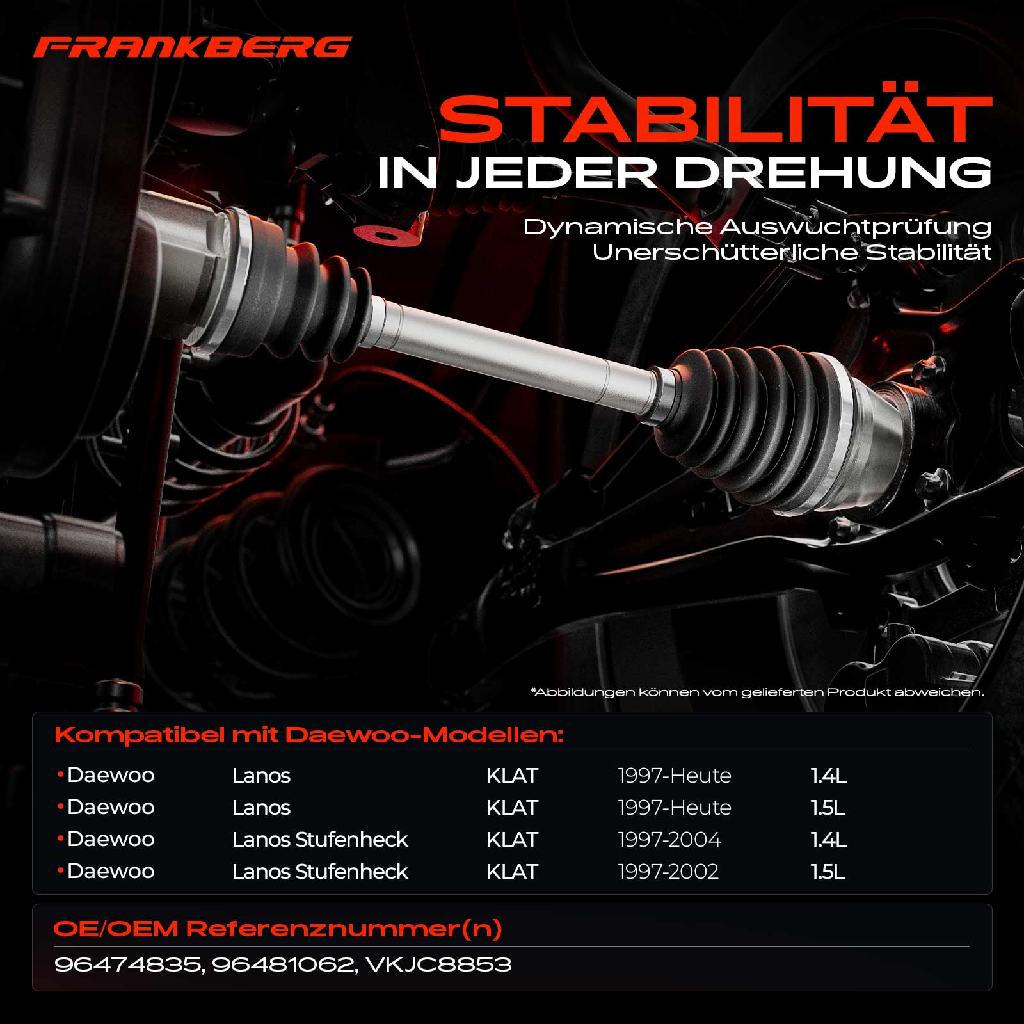 1x Antriebswelle Vorderachse Rechts für Daewoo Lanos KLAT 1.4L 1.5L Bj ab 1997