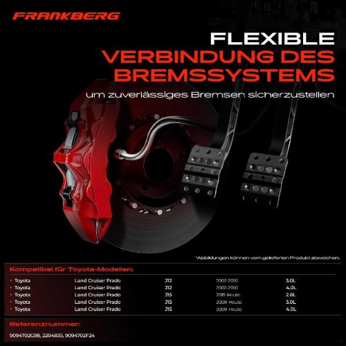 Frankberg 1x Bremsschlauch Bremsschläuche Hinterachse Links für Toyota Land Cruiser Prado J12 J15 Bild Frankberg 1x Bremsschlauch Bremsschläuche Hinterachse Links für Toyota Land Cruiser Prado J12 J15
