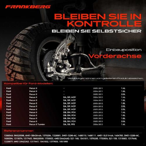 1x Querlenker Satz Vorderachse für Ford Focus II Cabriolet Kasten/Kombi Stufenheck Turnier 1.4L 1.6L 2004-2012 Bild 1x Querlenker Satz Vorderachse für Ford Focus II Cabriolet Kasten/Kombi Stufenheck Turnier 1.4L 1.6L 2004-2012