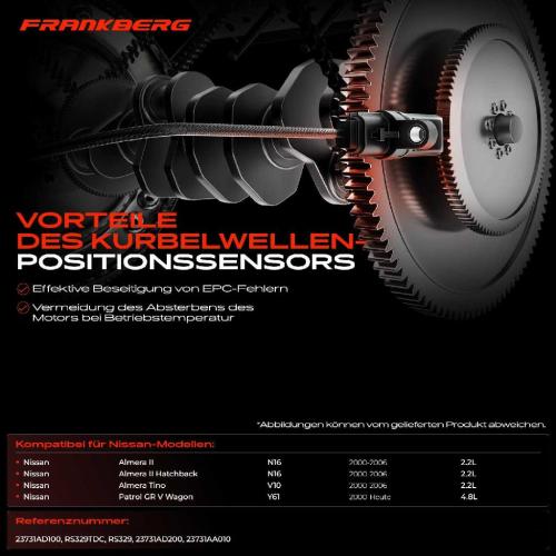 Frankberg 1x Kurbelwellensensor Impulsgeber für Renault Megane II Coupé-Cabriolet Kangoo Express Grand Scénic II Bild Frankberg 1x Kurbelwellensensor Impulsgeber für Renault Megane II Coupé-Cabriolet Kangoo Express Grand Scénic II