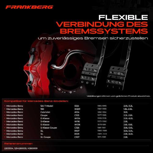 1x Bremsschlauch Bremsschläuche Vorderachse Links oder Rechts für Mercedes-Benz 123 124 W201 W126 SL Bild 1x Bremsschlauch Bremsschläuche Vorderachse Links oder Rechts für Mercedes-Benz 123 124 W201 W126 SL
