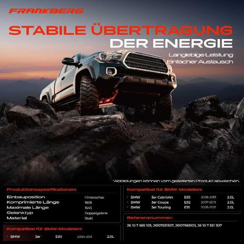 Frankberg 1x Kardanwelle Gelenkwelle Hinterachse für BMW 3er E90 3er Cabriolet E93 3er Coupe E92 3er Touring E91 Bild Frankberg 1x Kardanwelle Gelenkwelle Hinterachse für BMW 3er E90 3er Cabriolet E93 3er Coupe E92 3er Touring E91