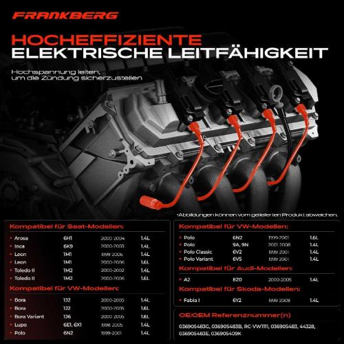 4x Zündleitungssatz Zündkabel für VW Golf IV Polo Bora Skoda Fabia I 6Y2 Seat Bild 4x Zündleitungssatz Zündkabel für VW Golf IV Polo Bora Skoda Fabia I 6Y2 Seat