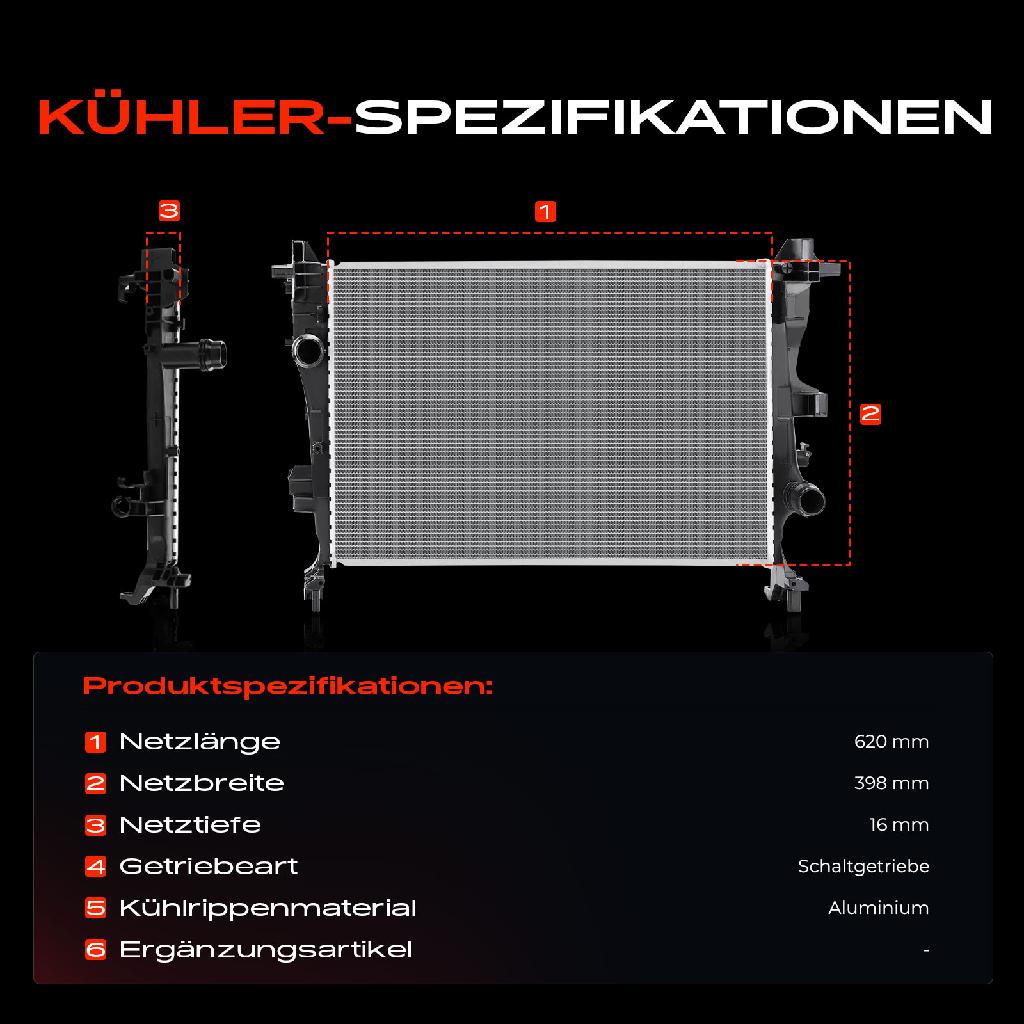 1x Kühler Wasserkühler Motorkühler für Fiat 500X 334 Jeep Renegade SUV B1 BU BV