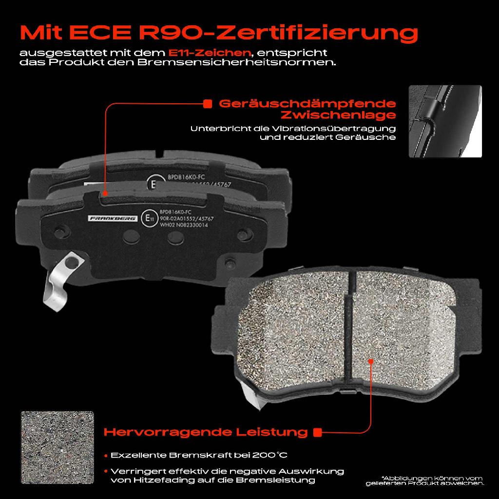 2x Bremsscheiben 4x Bremsbeläge Hinterachse für Hyundai Matrix FC Sonata IV EF KIA Magentis GD MS