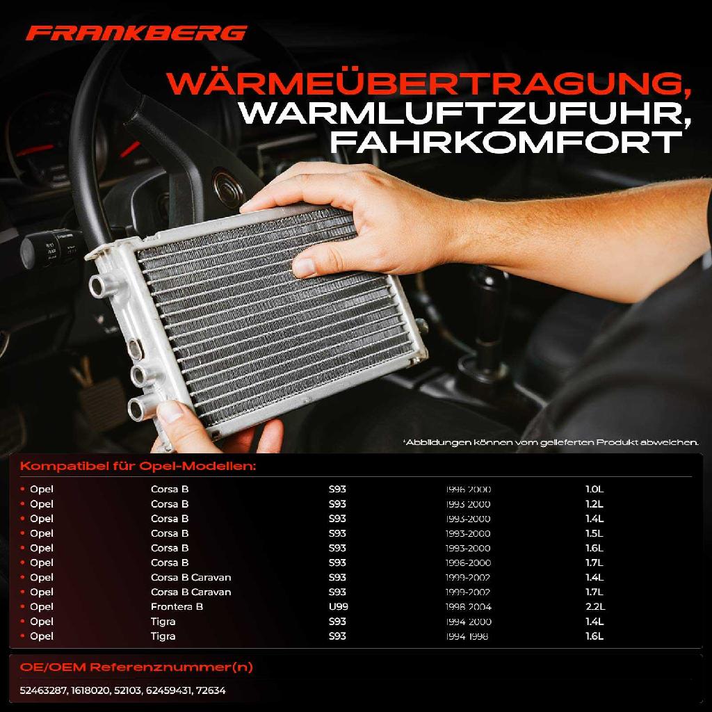 1x Wärmetauscher Innenraumheizung für Opel Corsa S93 Combo 71 Frontera 6B Tigra 95