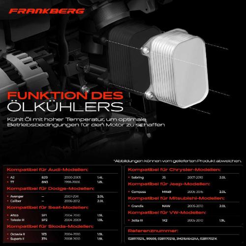 1x Ölkühler Motoröl für VW Audi Chrysler Jeep Mitsubishi Skoda Seat Bild 1x Ölkühler Motoröl für VW Audi Chrysler Jeep Mitsubishi Skoda Seat