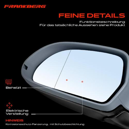 Frankberg 1x Außenspiegel Links für Audi A3 Cabriolet 8P1 8P7 2008-2010 Bild Frankberg 1x Außenspiegel Links für Audi A3 Cabriolet 8P1 8P7 2008-2010