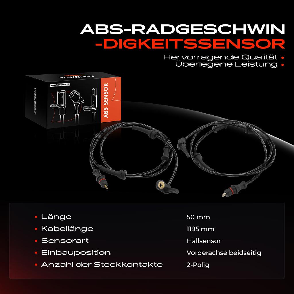 2x ABS Sensor Vorderachse beidseitig für Fiat Brava 182 Bravo I 1.2L 1.6L 1.8L 1.9L 2.0L 1995-2002