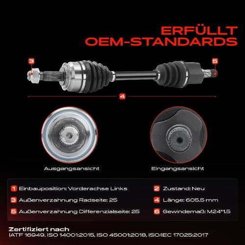 1x Antriebswelle Vorderachse Links für Opel Mokka X J13 Chevrolet Trax Bj ab 2012 Bild 1x Antriebswelle Vorderachse Links für Opel Mokka X J13 Chevrolet Trax Bj ab 2012