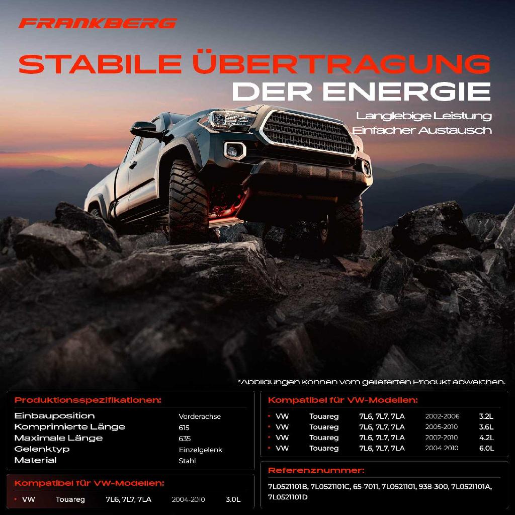 1x Kardanwelle Gelenkwelle Vorderachse für VW Touareg 7L6 7L7 7LA 3.0L 3.2L 3.6L 4.2L 6.0L 2002-2010