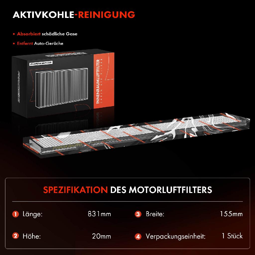1x Innenraumfilter Aktivkohle für BMW 1er E81-E88 3er E90-E93 X1 E84 Alpina B3 D3