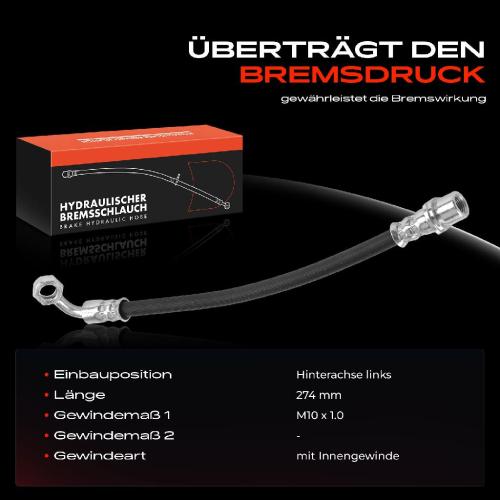 Frankberg 1x Bremsschlauch Bremsschläuche Hinterachse Links für Toyota Land Cruiser Prado J12 J15 Bild Frankberg 1x Bremsschlauch Bremsschläuche Hinterachse Links für Toyota Land Cruiser Prado J12 J15