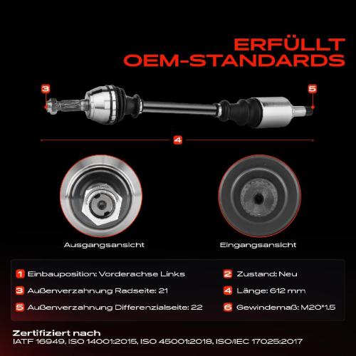 1x Antriebswelle Vorderachse Links für Citroën AX Peugeot 106 I 1A 1C 1991-1997 Bild 1x Antriebswelle Vorderachse Links für Citroën AX Peugeot 106 I 1A 1C 1991-1997