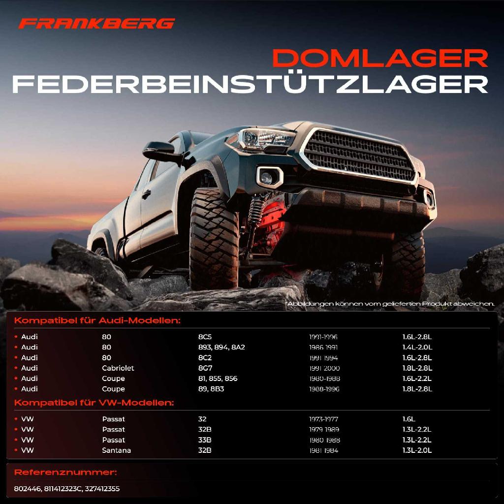 2x Domlager Federbeinstütz lager für VW Passat Santana Audi 80 90 Coupe 2.0L
