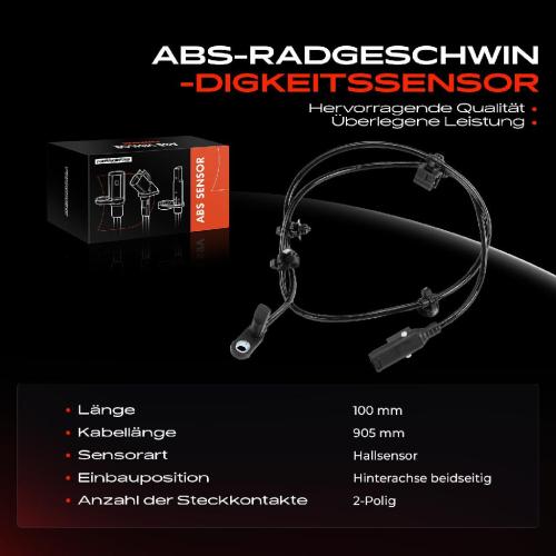 1x ABS Sensor Hinterachse beidseitig für Mercedes-Benz W202 S202 C208 A208 R170 1.8L 2.0L 2.2L 1993-2004 Bild 1x ABS Sensor Hinterachse beidseitig für Mercedes-Benz W202 S202 C208 A208 R170 1.8L 2.0L 2.2L 1993-2004