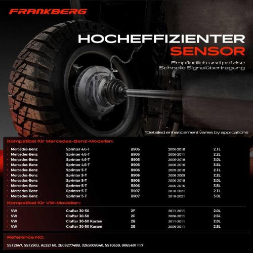Frankberg 1x ABS Sensor Hinterachse links für VW Crafter 30-50 Kasten Bus 2F 2E Mercedes-Benz B907 B906 B910 Bild Frankberg 1x ABS Sensor Hinterachse links für VW Crafter 30-50 Kasten Bus 2F 2E Mercedes-Benz B907 B906 B910