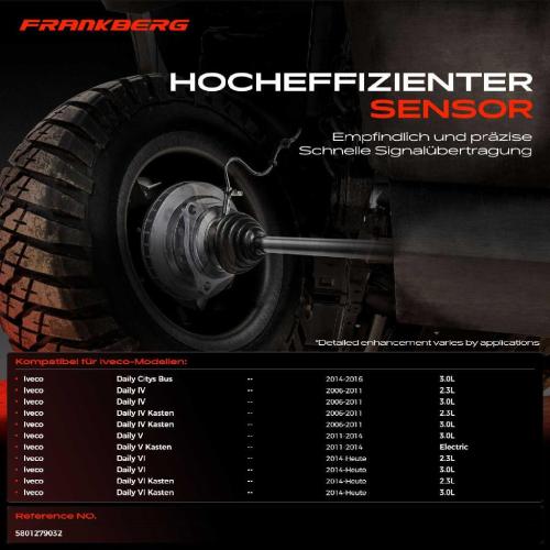 Frankberg 1x ABS Sensor Hinterachse beidseitig für Iveco Daily Citys Bus IV Kasten V VI 3.0L 2.3L Bj ab 2006 Bild Frankberg 1x ABS Sensor Hinterachse beidseitig für Iveco Daily Citys Bus IV Kasten V VI 3.0L 2.3L Bj ab 2006