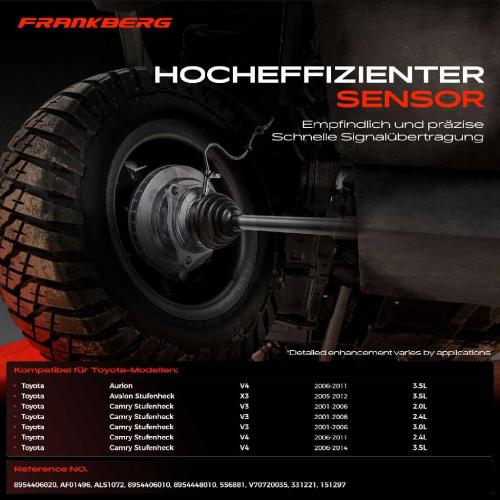Frankberg 2x ABS Sensor Hinterachse beidseitig für Toyota Aurion Avalon Stufenheck Camry 3.5L 2.0L 2.4L 3.0L 2001-2014 Bild Frankberg 2x ABS Sensor Hinterachse beidseitig für Toyota Aurion Avalon Stufenheck Camry 3.5L 2.0L 2.4L 3.0L 2001-2014