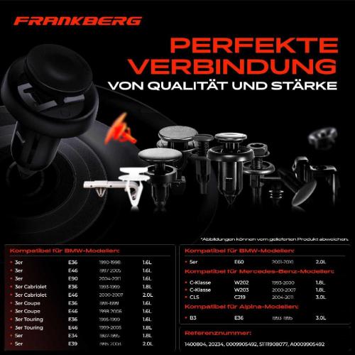 Frankberg 10x Befestigungsclips Stoßstange für BMW E36 E46 E90 Mercedes-Benz W202 Smart Bild Frankberg 10x Befestigungsclips Stoßstange für BMW E36 E46 E90 Mercedes-Benz W202 Smart