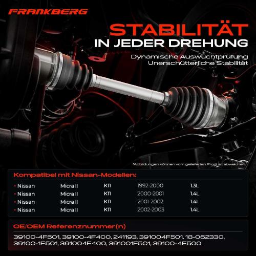 1x Antriebswelle Vorderachse Rechts für Nissan Micra II K11 1.3L 1.4L 1992-2003 Bild 1x Antriebswelle Vorderachse Rechts für Nissan Micra II K11 1.3L 1.4L 1992-2003