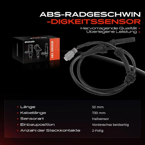 Frankberg 1x ABS Sensor Vorderachse beidseitig für Nissan X-Trail Renault Koleos I 2.0L 2.5L Bj ab 2007 Bild Frankberg 1x ABS Sensor Vorderachse beidseitig für Nissan X-Trail Renault Koleos I 2.0L 2.5L Bj ab 2007