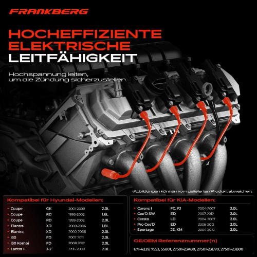 4x Zündleitungssatz Zündkabel für Hyundai Elantra XD Coupe RD Tucson KIA Cee'D Bild 4x Zündleitungssatz Zündkabel für Hyundai Elantra XD Coupe RD Tucson KIA Cee'D