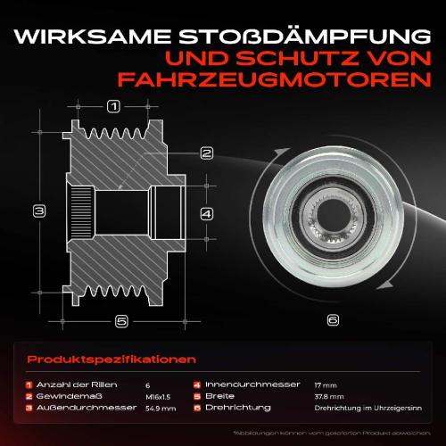 1x Generatorfreilauf Lichtmaschine für Hyundai Santa Fé 3 KIA Optima Sorento Bild 1x Generatorfreilauf Lichtmaschine für Hyundai Santa Fé 3 KIA Optima Sorento