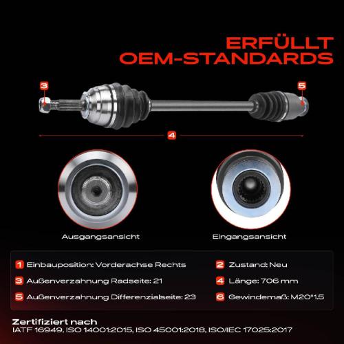 1x Antriebswelle Vorderachse Rechts für Renault Clio I 5/357 B/C57 91-98 Bild 1x Antriebswelle Vorderachse Rechts für Renault Clio I 5/357 B/C57 91-98