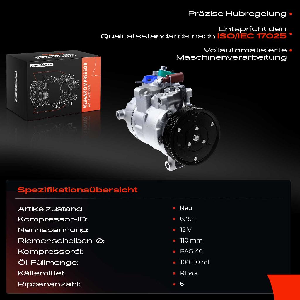 1x Klimakompressor für Audi A4 8K A5 8T 8F Q5 8RB 2.0L 2011-2017