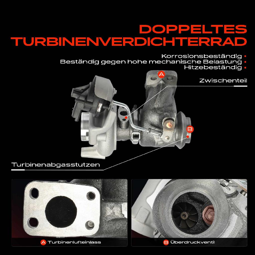 1x Abgasturbolader für Citroën Berlingo Kasten/MPV C3 Aircross II III C4 Cactus C-Elysee DS Opel Peugeot
