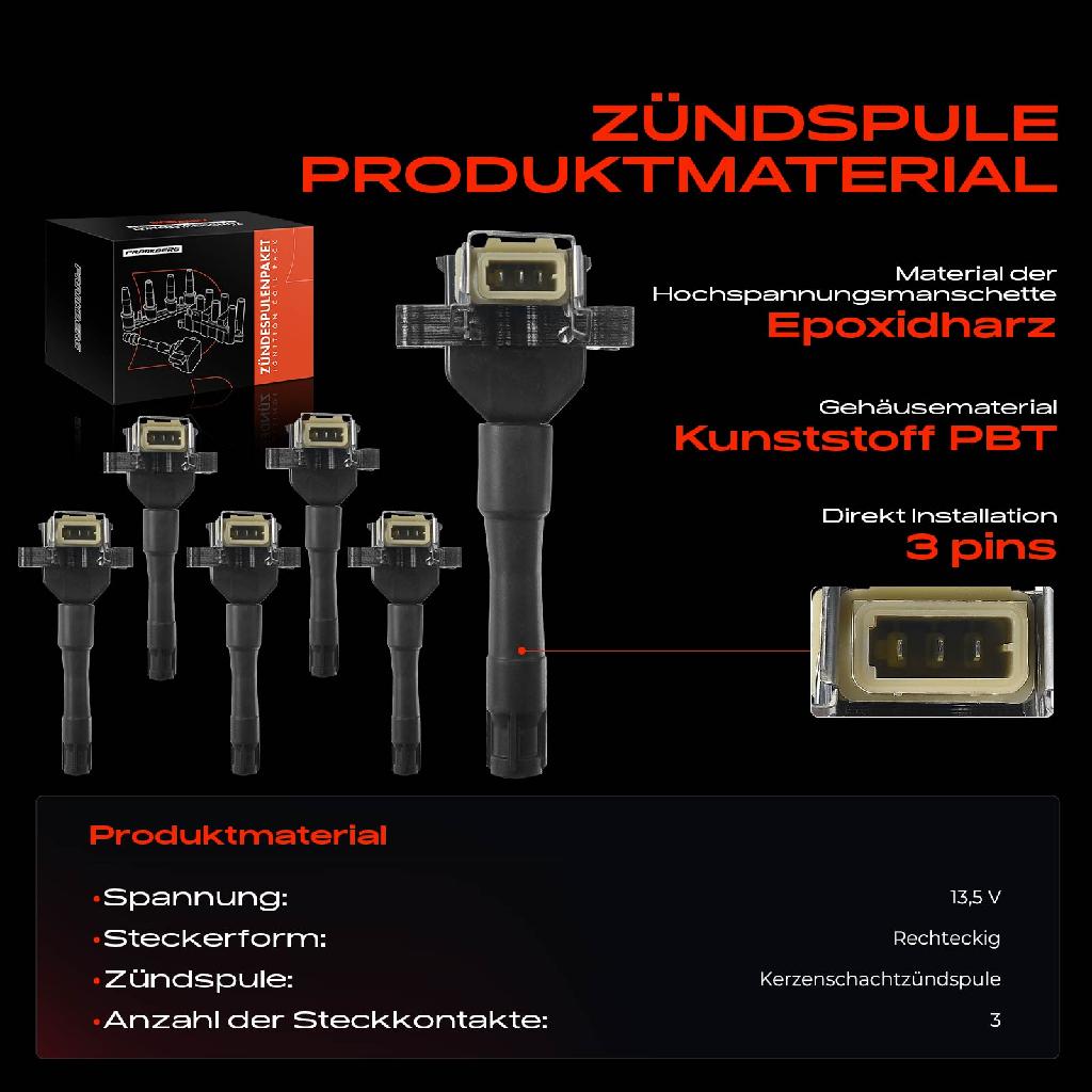 6x Zündmodul Zündspule für BMW E36 E34 E32 E38 E31 1.8L 2.0L 2.5L 3.0L 3.8L 4.0L 1987-2001